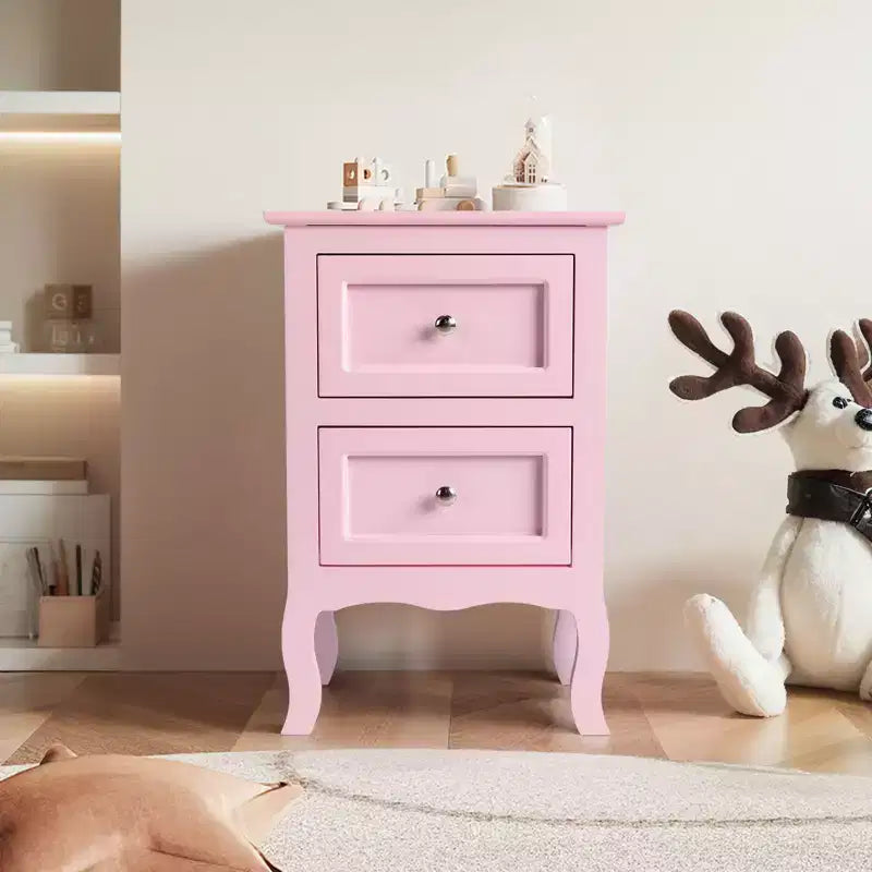 Comodini Karl Home con 2 cassetti in MDF (Medium-Density Fiberboard) rosa da 40 cm di larghezza