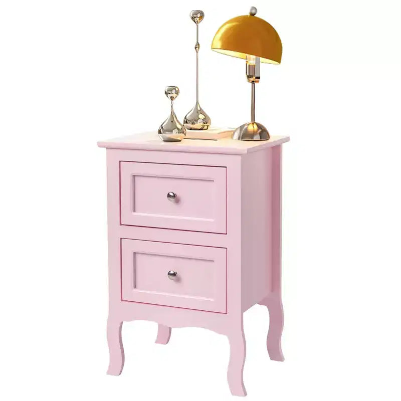 Comodini Karl Home con 2 cassetti in MDF (Medium-Density Fiberboard) rosa da 40 cm di larghezza