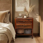 Karl Home comodini a 2 cassetti in truciolato marrone, 61 cm larg.