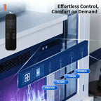 Mobile TV con camino elettrico Coolmee a 3 lati in vetro per TV fino a 65", console multimediale con luci LED, ante in vetro, contenitore, centro di intrattenimento