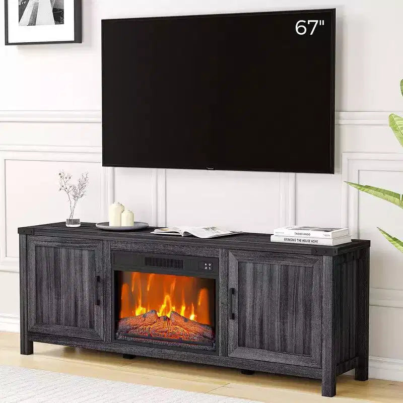 Coolmee Electric Fireplace TV Stand for TVs Up to 67, Media Entertainment Center w/23 Adjustable Color Insert Fireplace, Remote Control  Timer