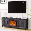 Coolmee Electric Fireplace TV Stand for TVs Up to 67, Media Entertainment Center w/23 Adjustable Color Insert Fireplace, Remote Control  Timer