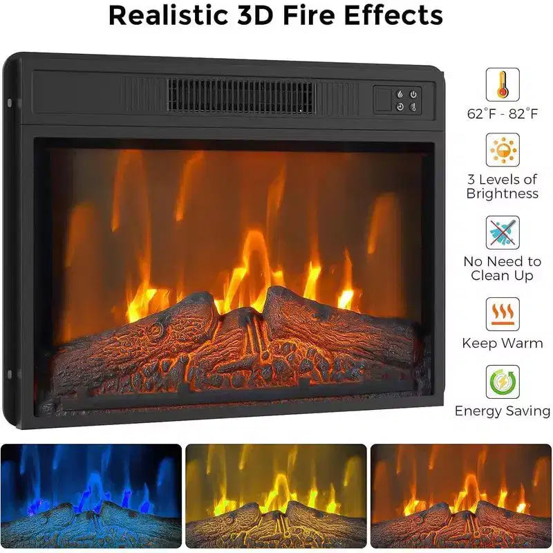Mobile TV con camino elettrico Coolmee per TV fino a 67", mobile per intrattenimento multimediale con camino inserto a 23 colori regolabili, telecomando e timer