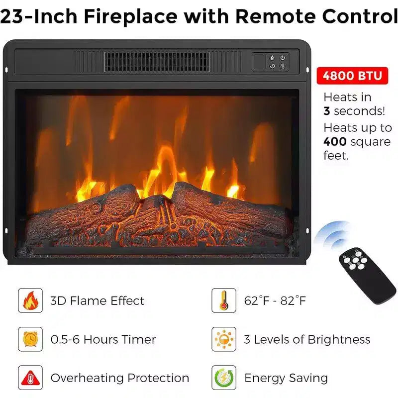 Mobile TV con camino elettrico Coolmee per TV fino a 67", mobile per intrattenimento multimediale con camino inserto a 23 colori regolabili, telecomando e timer