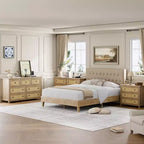 Cassettiera a 7 cassetti per camera da letto, cassettiera in rattan larga 54'', cassettiera con armadietto per vestiti, organizer per cassetti