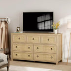 Cassettiera a 7 cassetti per camera da letto, cassettiera in rattan larga 54'', cassettiera con armadietto per vestiti, organizer per cassetti