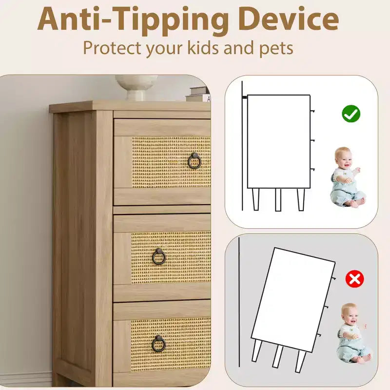 Cassettiera a 7 cassetti per camera da letto, cassettiera in rattan larga 54'', cassettiera con armadietto per vestiti, organizer per cassetti