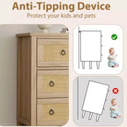 Cassettiera a 7 cassetti per camera da letto, cassettiera in rattan larga 54'', cassettiera con armadietto per vestiti, organizer per cassetti
