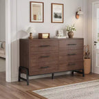 Cassettiera a 6 cassetti per camera da letto, comò in legno da 52W con gambe in metallo, organizer per vestiti, mobile TV per corridoio