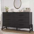 6 Drawer Dresser for Bedroom, 52W Wooden Chest of Drawers with Metal Legs, Clothes Storage Organizer, Dresser TV Stand for Hallway
