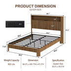 ModernLuxe Struttura Letto Matrimoniale/Una Piazza e Mezza XL con Testiera Contenitore, Stazione di Ricarica Integrata, Design Onde, Supporto Silenzioso
