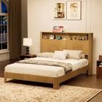 ModernLuxe Struttura Letto Matrimoniale/Una Piazza e Mezza XL con Testiera Contenitore, Stazione di Ricarica Integrata, Design Onde, Supporto Silenzioso