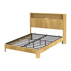 ModernLuxe Struttura Letto Matrimoniale/Una Piazza e Mezza XL con Testiera Contenitore, Stazione di Ricarica Integrata, Design Onde, Supporto Silenzioso
