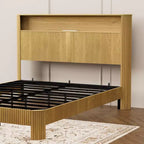 ModernLuxe Struttura Letto Matrimoniale/Una Piazza e Mezza XL con Testiera Contenitore, Stazione di Ricarica Integrata, Design Onde, Supporto Silenzioso