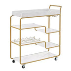 NAYSAYE 6 Tier Bar Cart Retro Style Rolling Serving Cart with Wine Rack and Glass Holder for Kitchen and Dining, Gold, 35.63*13.98*40.35