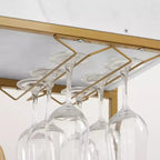 NAYSAYE Carrello Bar a 6 Ripiani, Carrello da Portata Mobile in Stile Retrò con Portabottiglie e Portabicchiere per Cucina e Sala da Pranzo, Oro, 35.63*13.98*40.35