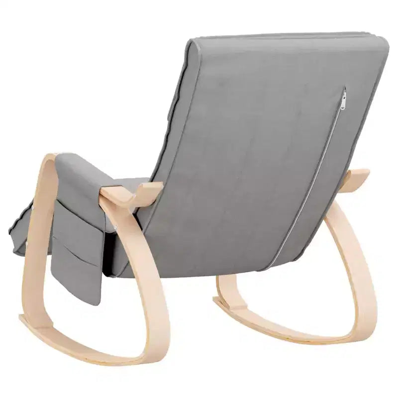 CLIHOME Sedia a dondolo moderna, struttura in legno con rivestimento in tessuto traspirante, dondolo a bilanciere con cuscino per soggiorno, camera da letto
