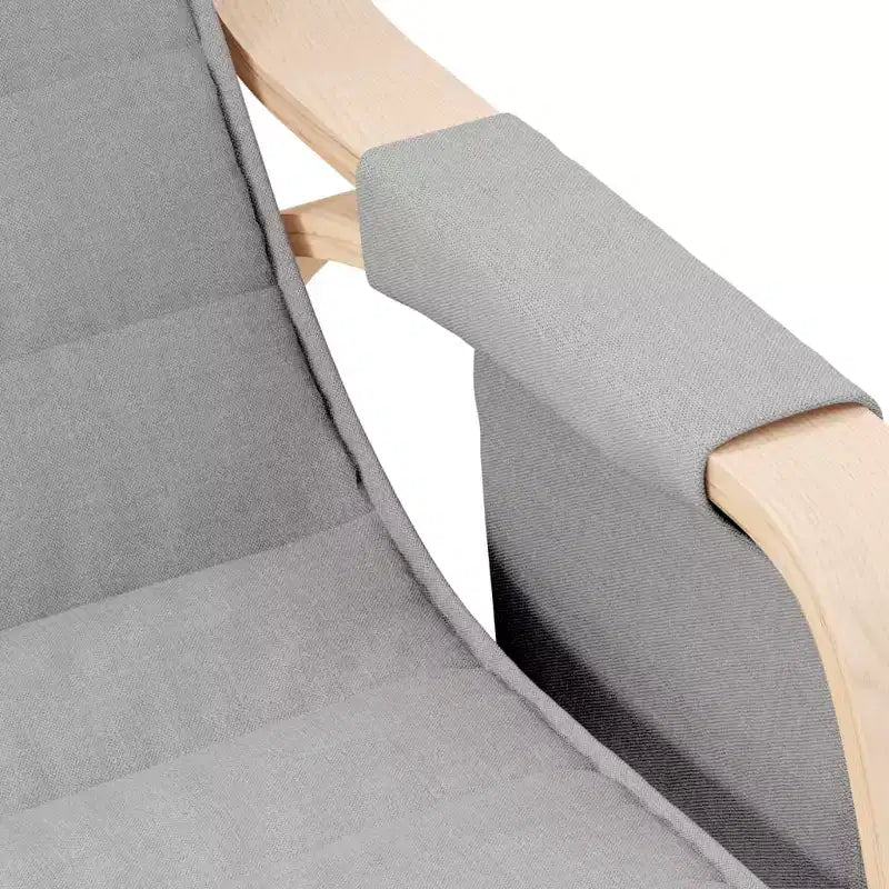CLIHOME Sedia a dondolo moderna, struttura in legno con rivestimento in tessuto traspirante, dondolo a bilanciere con cuscino per soggiorno, camera da letto