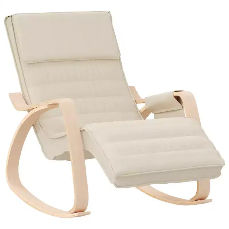 CLIHOME Sedia a dondolo moderna, struttura in legno con rivestimento in tessuto traspirante, dondolo a bilanciere con cuscino per soggiorno, camera da letto