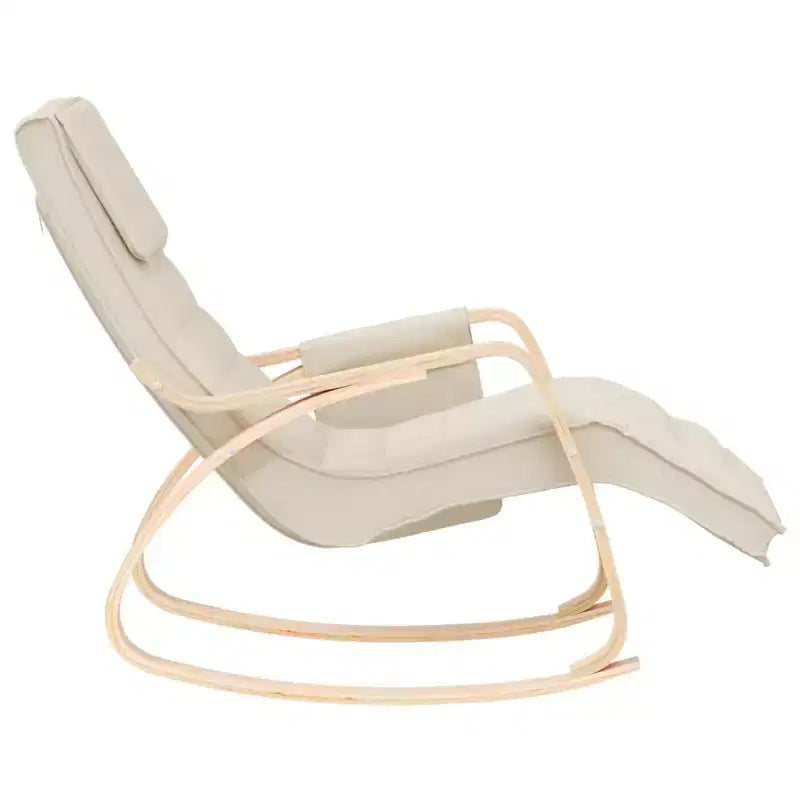 CLIHOME Sedia a dondolo moderna, struttura in legno con rivestimento in tessuto traspirante, dondolo a bilanciere con cuscino per soggiorno, camera da letto