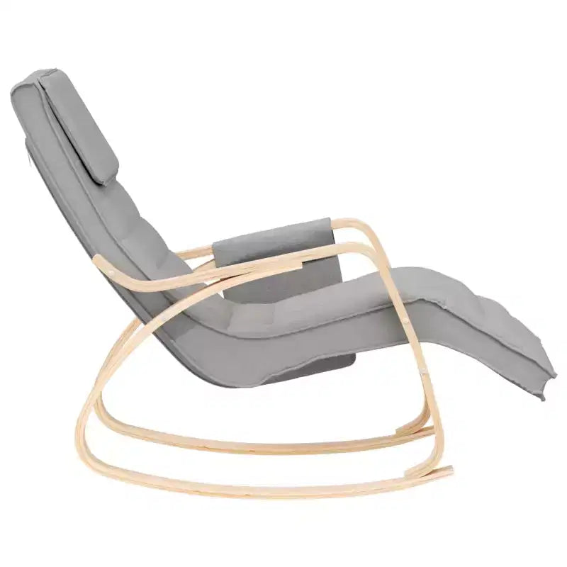 CLIHOME Sedia a dondolo moderna, struttura in legno con rivestimento in tessuto traspirante, dondolo a bilanciere con cuscino per soggiorno, camera da letto