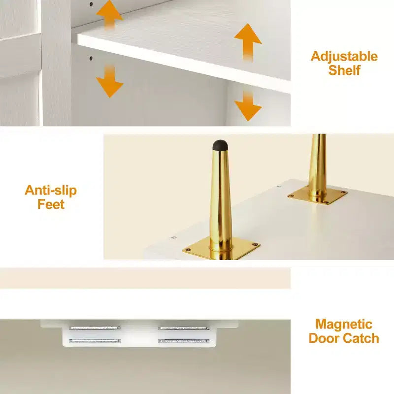 Armadietto contenitore Heynemo a 2 ante, credenza moderna in legno con ripiani regolabili, madia autoportante per soggiorno, camera da letto