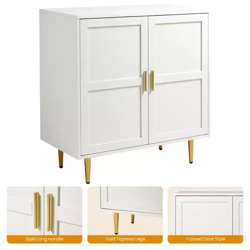 Armadietto contenitore Heynemo a 2 ante, credenza moderna in legno con ripiani regolabili, madia autoportante per soggiorno, camera da letto