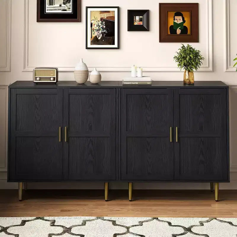 Armadietto contenitore Heynemo a 2 ante, credenza moderna in legno con ripiani regolabili, madia autoportante per soggiorno, camera da letto
