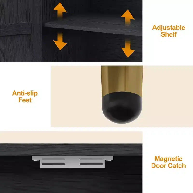 Armadietto contenitore Heynemo a 2 ante, credenza moderna in legno con ripiani regolabili, madia autoportante per soggiorno, camera da letto