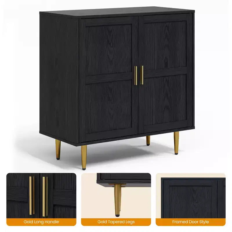 Armadietto contenitore Heynemo a 2 ante, credenza moderna in legno con ripiani regolabili, madia autoportante per soggiorno, camera da letto