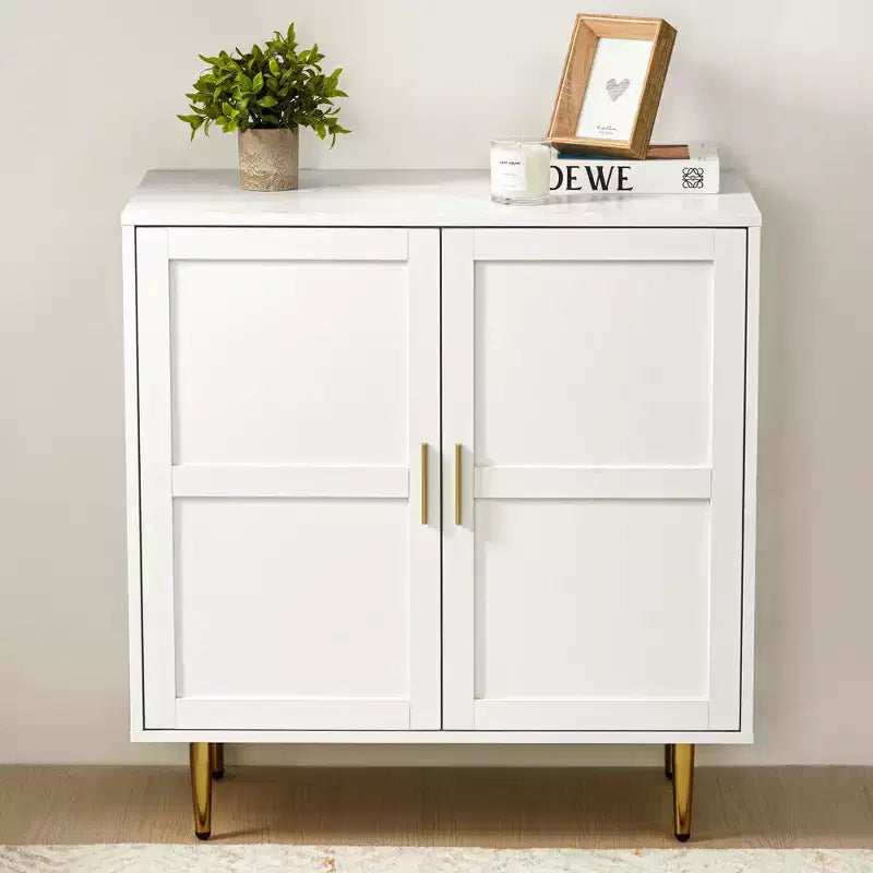 Armadietto contenitore Heynemo a 2 ante, credenza moderna in legno con ripiani regolabili, madia autoportante per soggiorno, camera da letto
