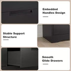 Comò Acekool a 6 cassetti per camera da letto, cassettiera moderna nera ampia, maniglie integrate, comò in legno per soggiorno, cameretta, corridoio