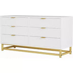 Cassettiera stretta a 6 cassetti Acekool 120 cm - Design salvaspazio con dettagli metallici per camera da letto e ingresso