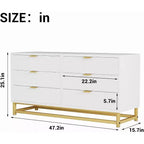 Cassettiera stretta a 6 cassetti Acekool 120 cm - Design salvaspazio con dettagli metallici per camera da letto e ingresso