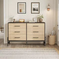 6 Chest of Dresser, Wide Drawer Storage Dresser, Freestanding Wood Closet Storage Dresser Chest for Living Room, Bedroom, Entryway