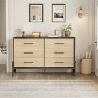 6 Chest of Dresser, Wide Drawer Storage Dresser, Freestanding Wood Closet Storage Dresser Chest for Living Room, Bedroom, Entryway