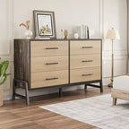 Comò a 6 cassetti, Cassettiera ampia, Cassettiera indipendente in legno per soggiorno, camera da letto, ingresso