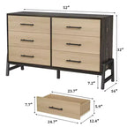 Comò a 6 cassetti, Cassettiera ampia, Cassettiera indipendente in legno per soggiorno, camera da letto, ingresso