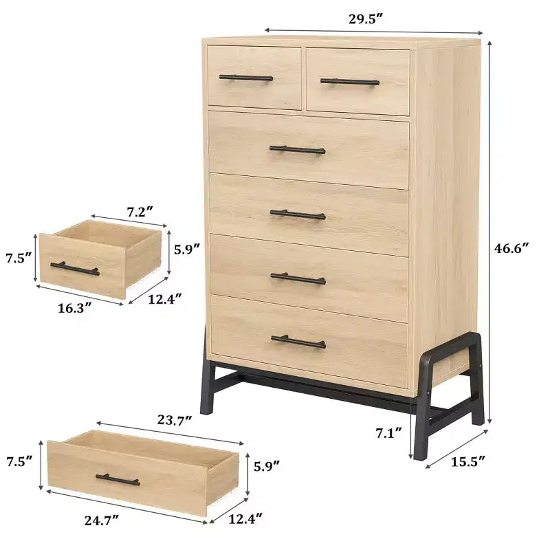 Cassettiera a 6 cassetti indipendente, cassettiera con cassetti portaoggetti, cassettiera in legno per soggiorno, camera da letto, ingresso