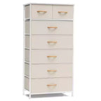 Crestlive Products Cassettiera Verticale a 7 Cassetti per Camera da Letto, Torre Portaoggetti con Robusto Telaio in Acciaio, Piano in Legno, Contenitori in Tessuto Facilmente Estraibili, Maniglie