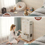 Crestlive Products Cassettiera Verticale a 7 Cassetti per Camera da Letto, Torre Portaoggetti con Robusto Telaio in Acciaio, Piano in Legno, Contenitori in Tessuto Facilmente Estraibili, Maniglie