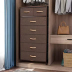 Crestlive Products Cassettiera Verticale a 7 Cassetti per Camera da Letto, Torre Portaoggetti con Robusto Telaio in Acciaio, Piano in Legno, Contenitori in Tessuto Facilmente Estraibili, Maniglie