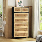 Crestlive Products Cassettiera Verticale a 7 Cassetti per Camera da Letto, Torre Portaoggetti con Robusto Telaio in Acciaio, Piano in Legno, Contenitori in Tessuto Facilmente Estraibili, Maniglie