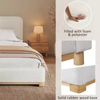 Letto a piattaforma Christopher Knight Home Beau moderno imbottito in bouclé con testiera curva