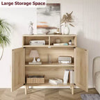 COZONY Credenza a buffet in rattan con 2 ante Mobile contenitore moderno da appoggio per sala da pranzo, ingresso e angolo caffè, Naturale