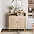 COZONY Credenza a buffet in rattan con 2 ante Mobile contenitore moderno da appoggio per sala da pranzo, ingresso e angolo caffè, Naturale