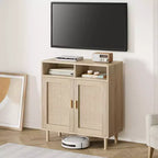 COZONY Credenza a buffet in rattan con 2 ante Mobile contenitore moderno da appoggio per sala da pranzo, ingresso e angolo caffè, Naturale