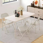 Acekool Set di 6 sedie pieghevoli Beige, interamente in acciaio, telaio in metallo, portata massima 158 kg, portatili per eventi interni ed esterni