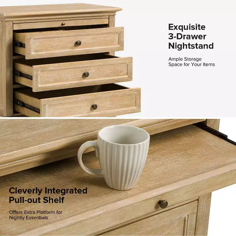 Giorgio Tavolino a 3 cassetti con prese integrate|HULALA HOME