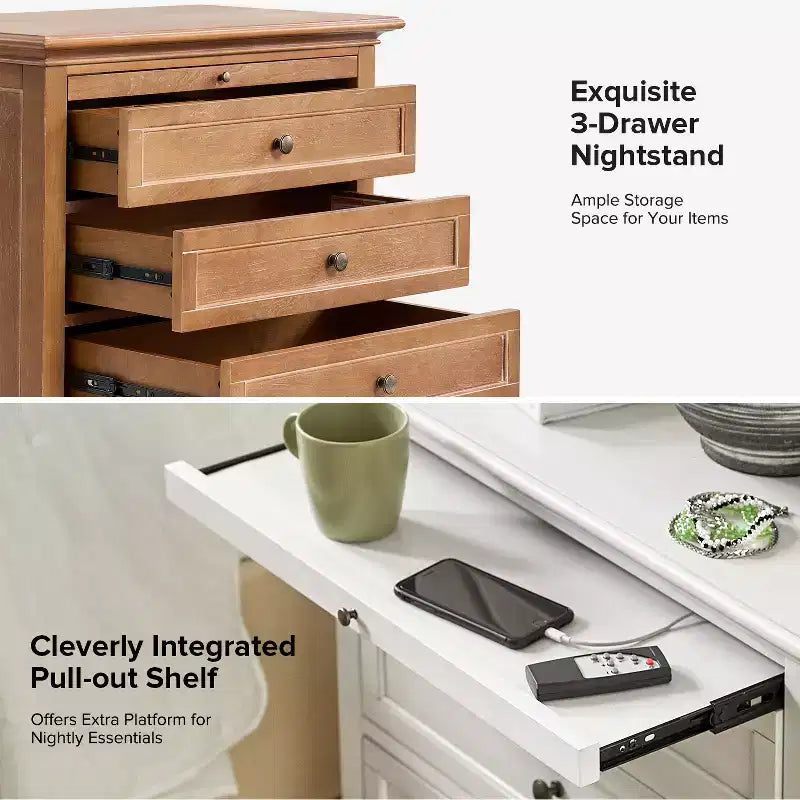 Giorgio Tavolino a 3 cassetti con prese integrate|HULALA HOME